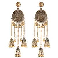 yada 2021 new boho ethnic earring for women crystal statement earring jewelry vintage birdcage bell tassel earrings er210010