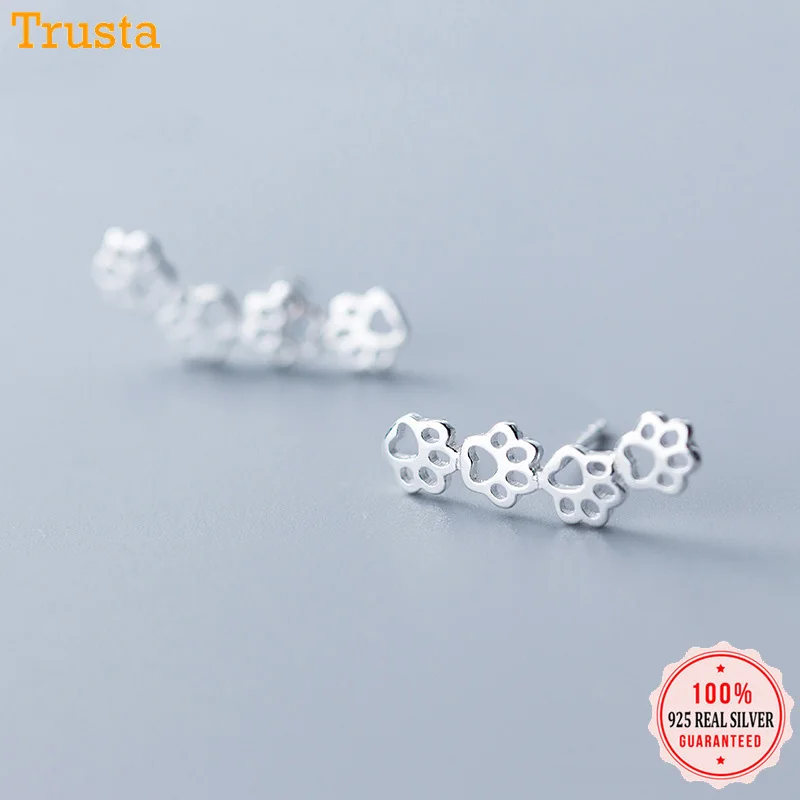 Женские серьги пусеты Trustdavis из 100% цельного настоящего серебра 925 пробы милые с