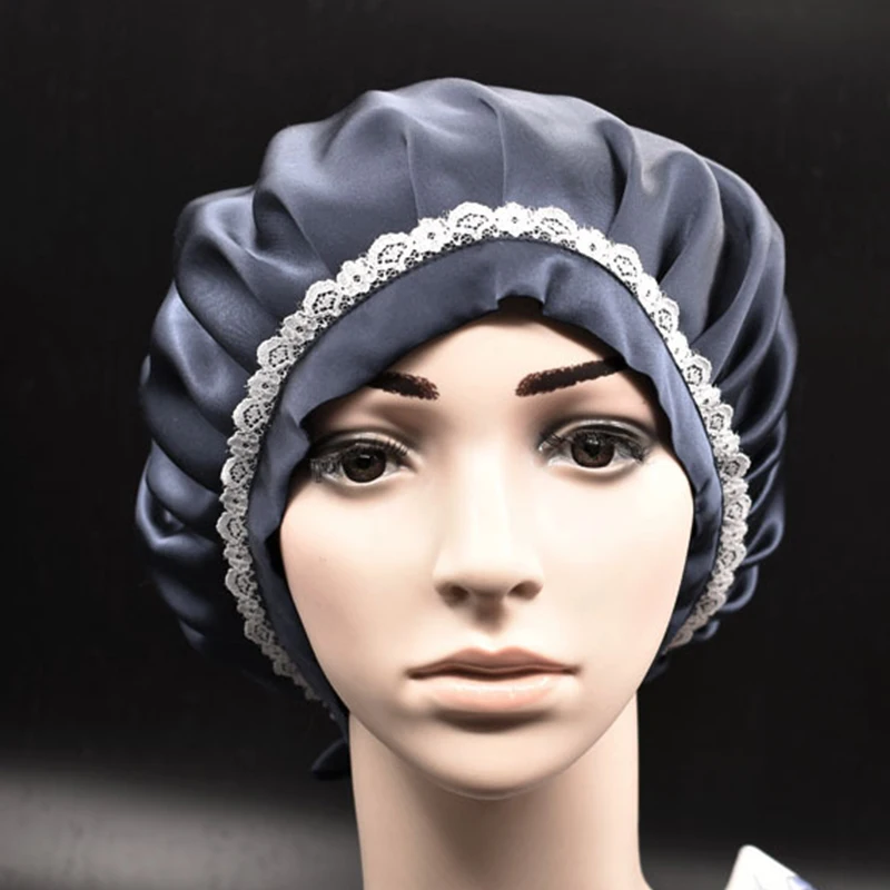 Большая удобная женская модная кружевная шелковая шапка для волос ночная