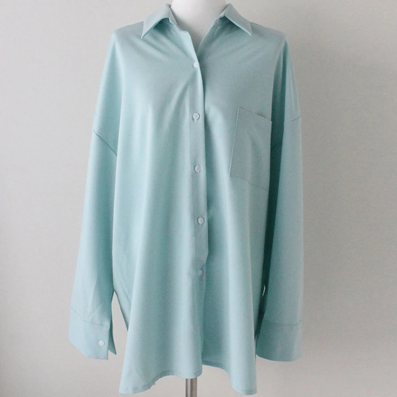 

Women Blouse Shirts Solid Spring Autumn 2021 Oversize Fashionable Split Korean Elegant Office Lady Wild Tops