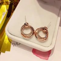 14k rose gold jewellry round shape natural topaz earring for women peridot mystic gemstone 14k rose gold earring orecchini box
