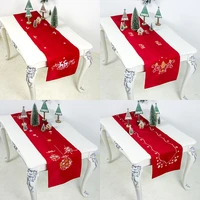 christmas table decoration embroidery imitation linen table runner coffee table cabinet cover cloth 2021 new