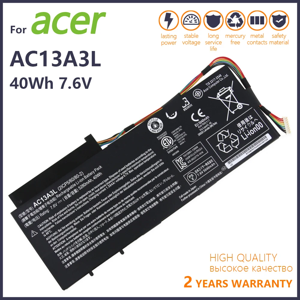 

Аккумулятор для ноутбука Acer Aspire P3-131, P3-171, X313, X313-E, X313-M, P3-171, 7,6 В, 40 Вт ч