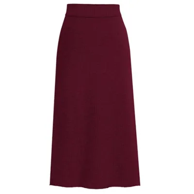 wine red Зимняя трикотажная облегающая юбка-карандаш размера плюс M-6XL, юбки с высокой талией, женская уличная длинная юбка с разрезом, Женская юбка Faldas Mujer - Цвет: wine red