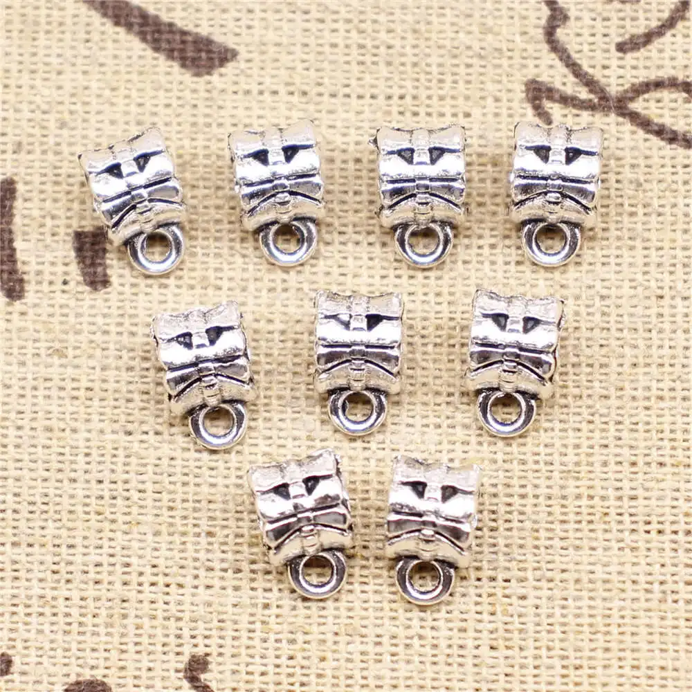 

Jewelry Making Charms bead caps 40pcs 10x7mm antique silver color Tee hanging bead caps