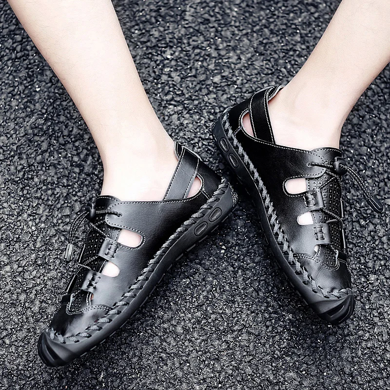 

Sandals for Men Summer Walking Shoes Outdoor Hollow Out Men Sandals Rubber Sole Slip On Flat Shoes Men Sandals 2021 New