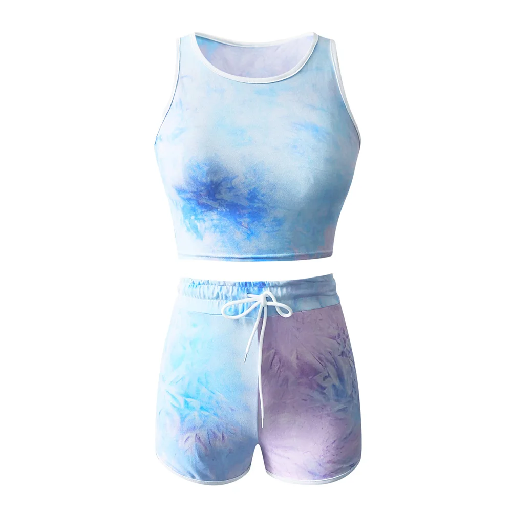 Спортивный костюм женский из двух предметов пикантный укороченный топ без