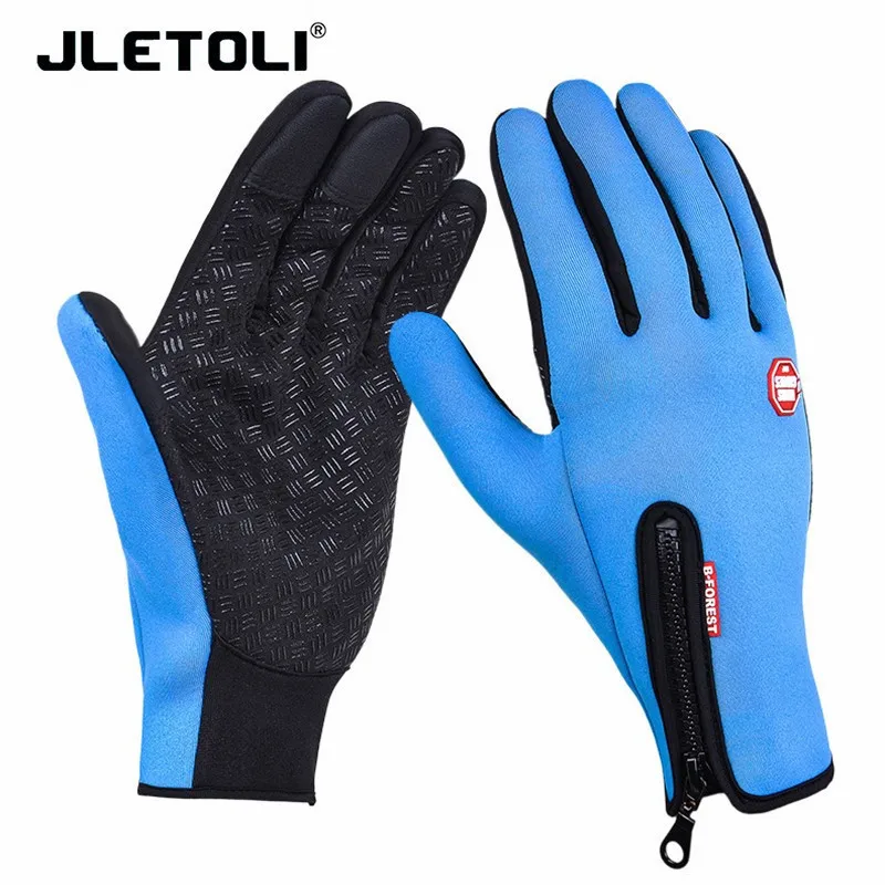 JLETOLI тепловые зимние велосипедные перчатки, гоночные перчатки Mototcycle, перчатки s m tb, перчатки на весь палец, велосипедные Гелевые перчатки s m en, женские s m l xl - Цвет: Blue