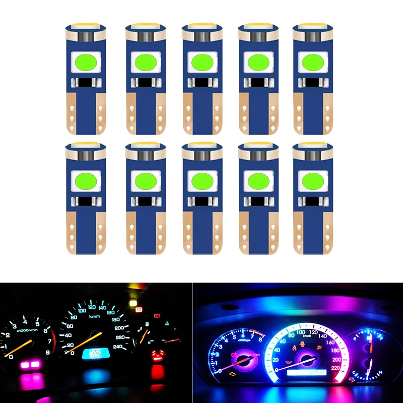 10x приборной панели автомобиля светодиодный T5 W3W W1.2W Подсветка лампы для VW Passat B5 B6