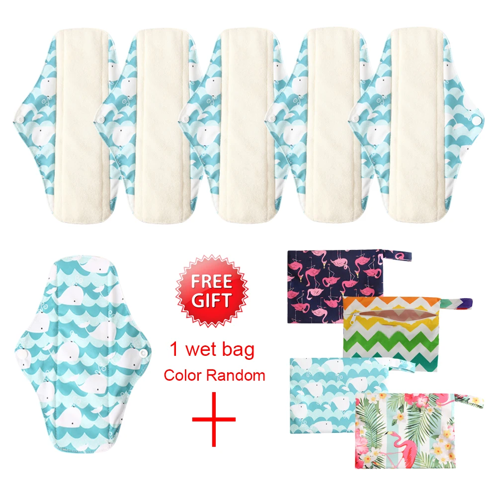 

Reusable Menstrual Pads Charcoal Sanitary Cloth Pad Cotton Washable Mama Panty Liner Pads Health Femine Pads with a Wet Bag