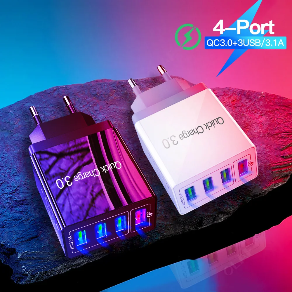 Сетевое зарядное устройство DUSH с 4 USB-портами и поддержкой быстрой зарядки 48 Вт |