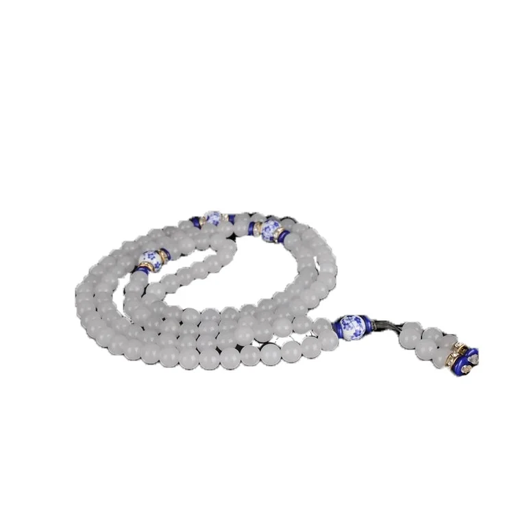 Белое Нефритовое ожерелье многослойный браслет из кварцита и нефрита овчины