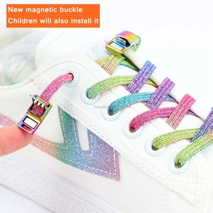 New Rainbow Magnetic Lock Shoelaces Elastic No tie Shoe laces Sneakers Shoelace Kids Adult Lazy Laces One Size Fits All Shoes