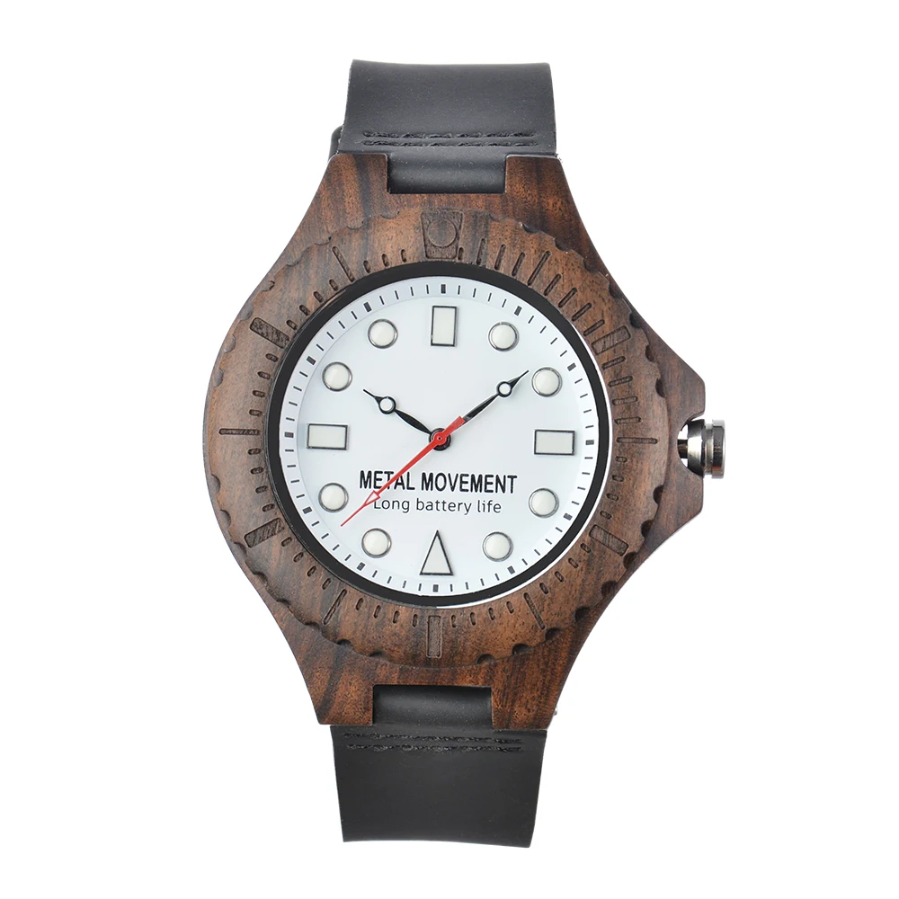 relogio Men's Quartz Watch Hand Luminous Leather Belt Wooden Watch Large Dial Watch Business Casual Wooden Watch часы мужские