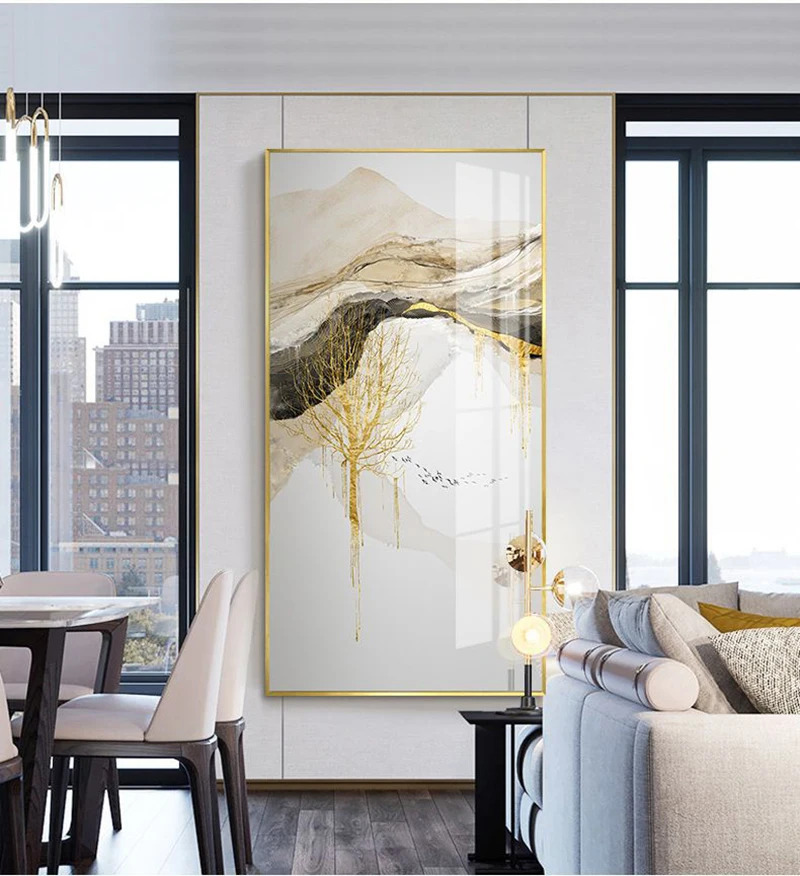 Креативный пейзаж в китайском стиле золотое дерево солнце Современная