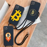 bitcoin phone case for iphone 7 8 11 12 x xs xr mini pro max plus strap cord chain lanyard soft