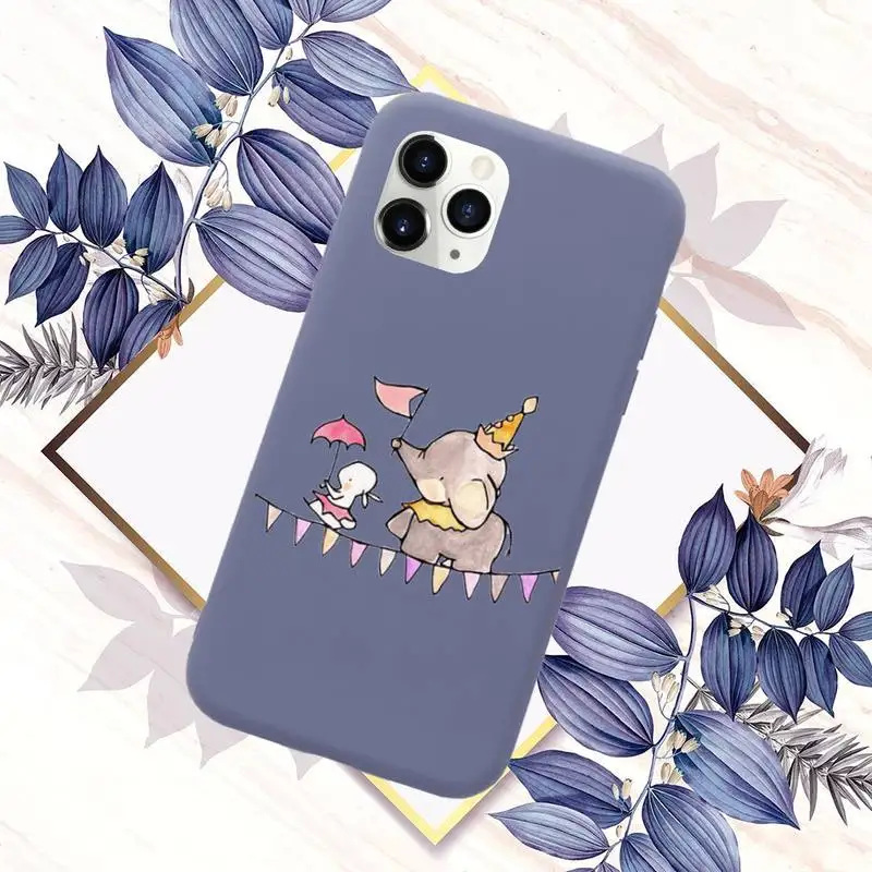 

Cartoon cute elephant rabbit Phone Case Candy Color for iPhone 11 12 mini pro XS MAX 8 7 6 6S Plus X SE 2020 XR