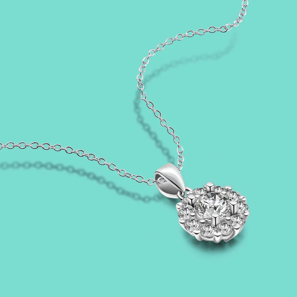 

Простое модное женское ожерелье из серебра 925 пробы с фианитами класса ААА, высококачественное очаровательное ювелирное изделие с круглым цепочкой в подарок