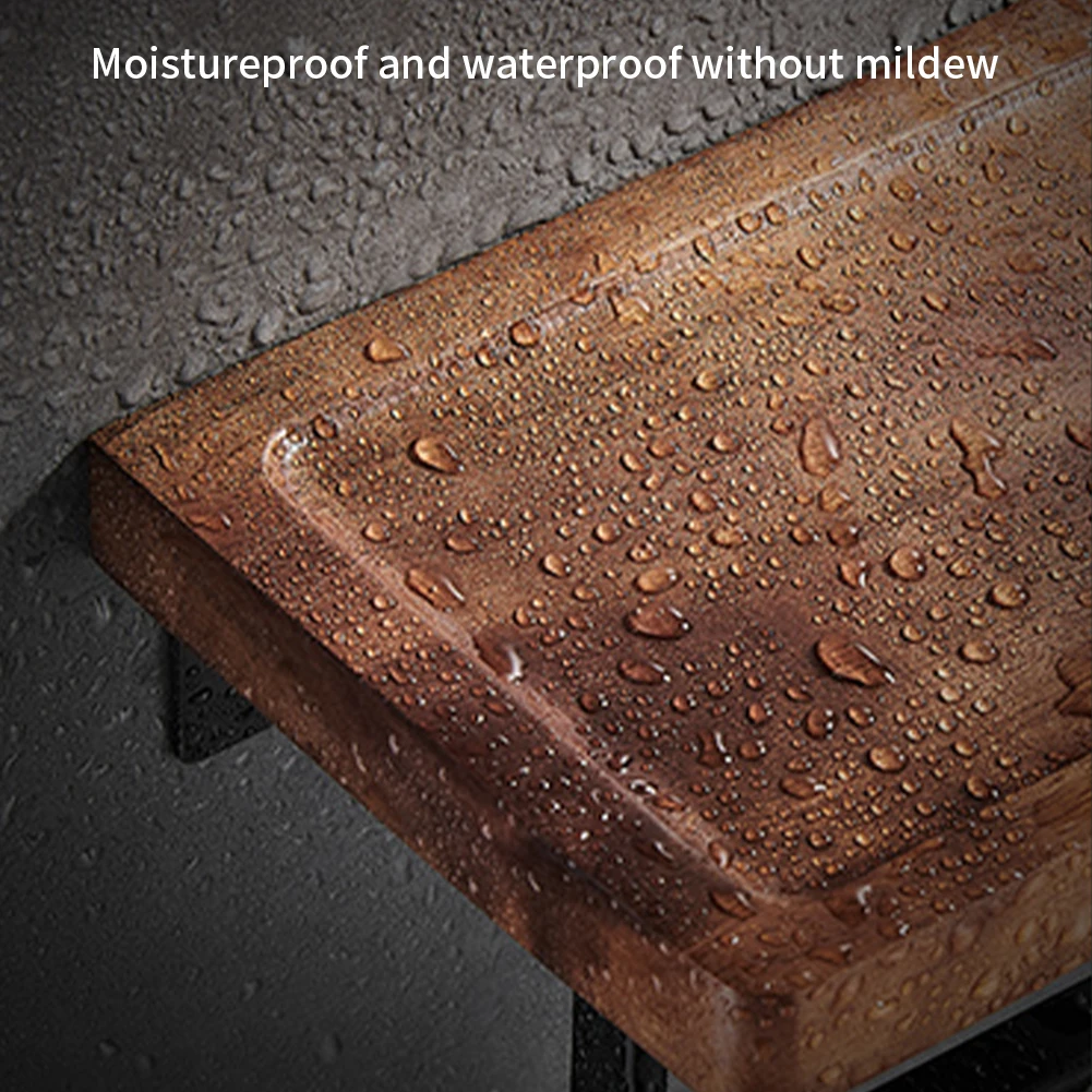 

Storage Rack Retro Wooden DIY Bathroom Wall Mounted With Shelf Practical Toilet Paper Roll Holder Easy Install Home Decor