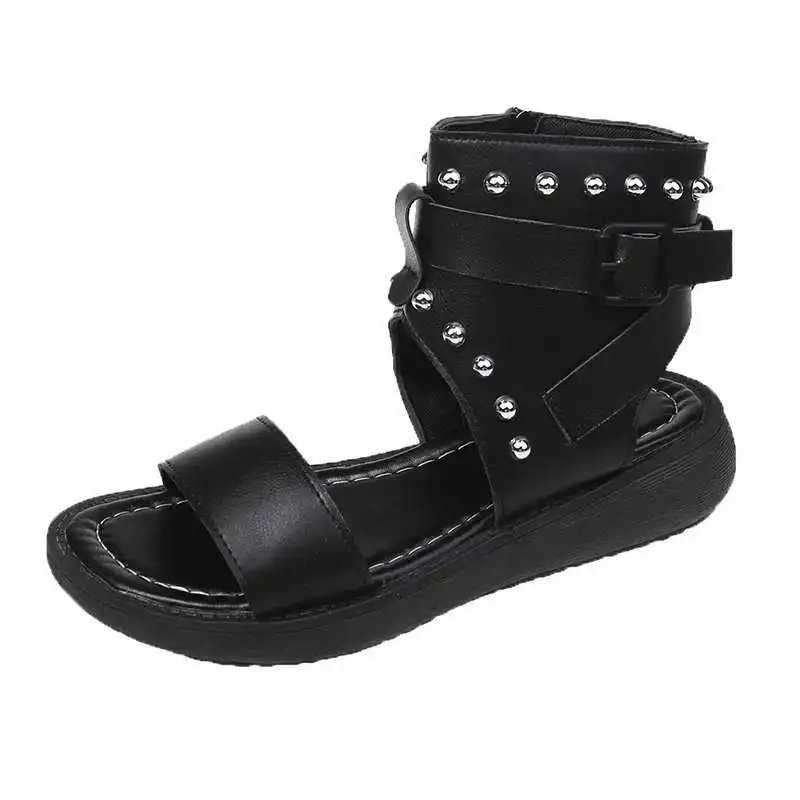 

Roman rivet peep toe women's shoes 2021 summer new thick bottom muffin and belt buckle sandals women's shoes