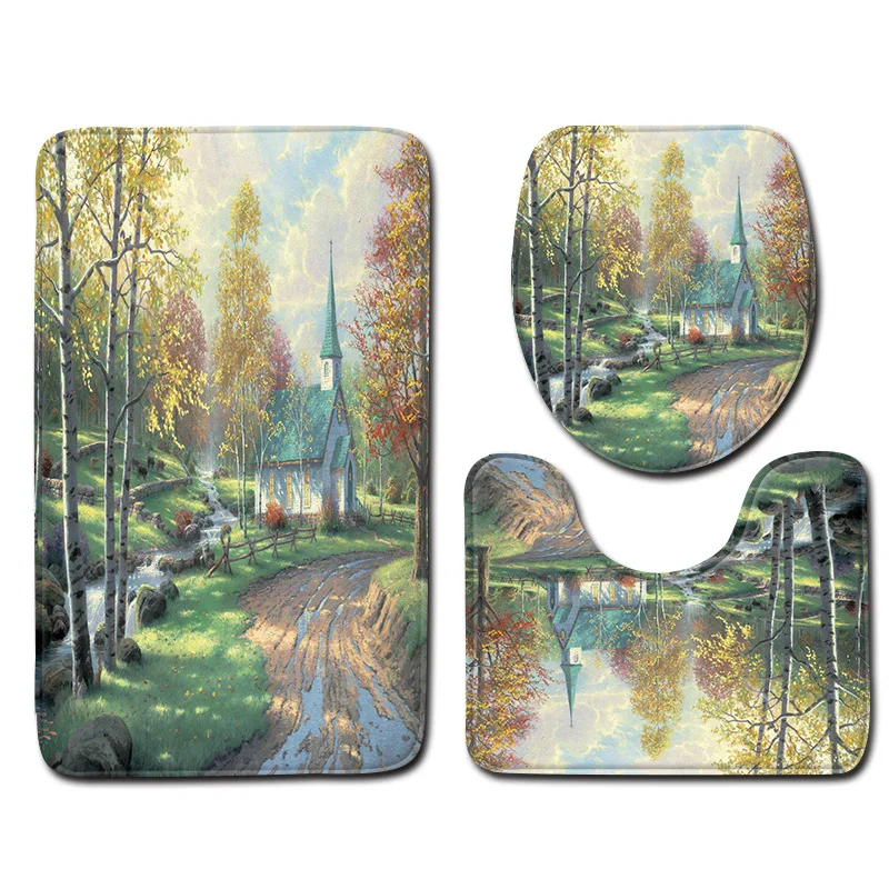 Zeegle 3 шт. коврик для ванной комплект Нескользящие Ванная комната унитаза крышка