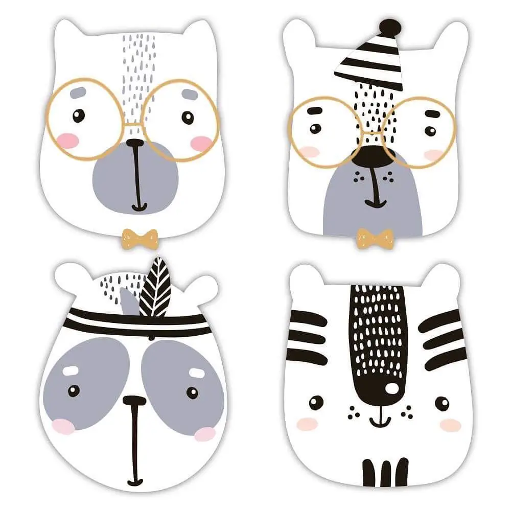 Наклейка на стену в индийском стиле с милыми животными лисой сосной елкой