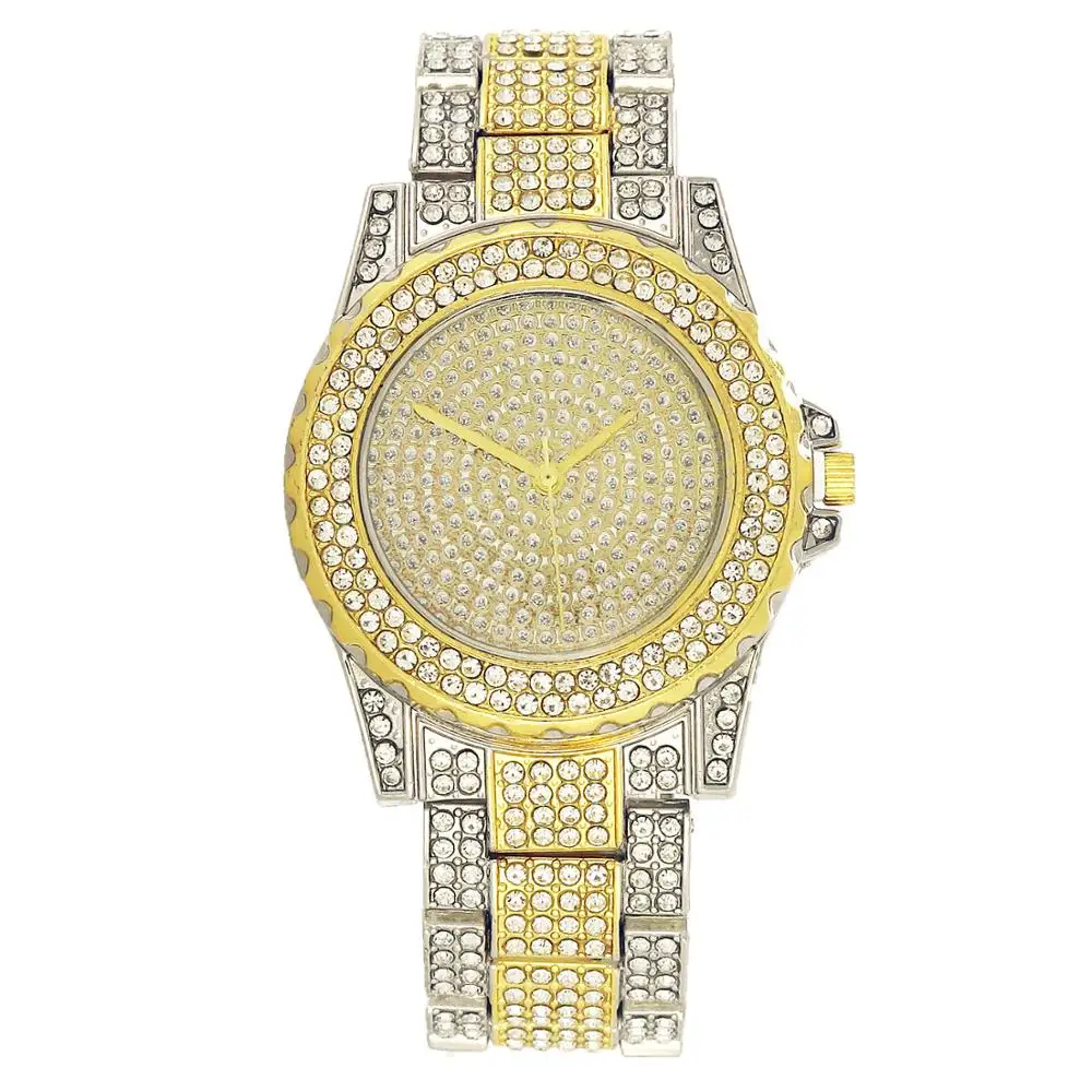 Брендовые женские часы с браслетом из нержавеющей стали полностью Стразы