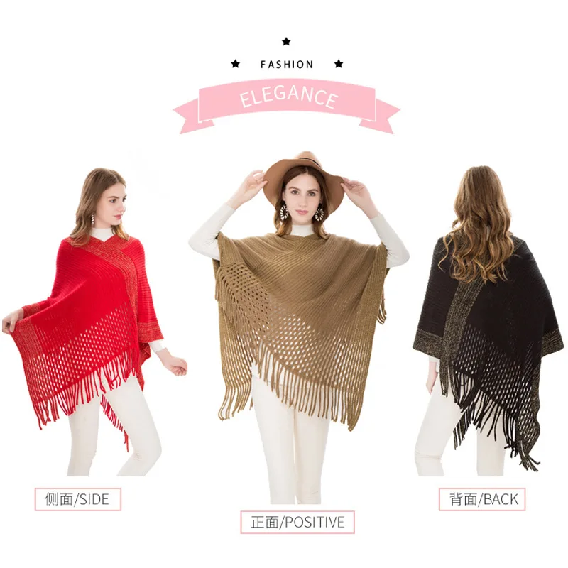 Зимний теплый свитер большого размера с вырезами