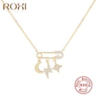 ROXI элегантный булавка, кулон ожерелье для женщин колье-чокер с рисунками Луны, звезд, падающих Lightning ожерелье Женское ювелирные изделия золотые ювелирные изделия стерлингового серебра 925 цепи