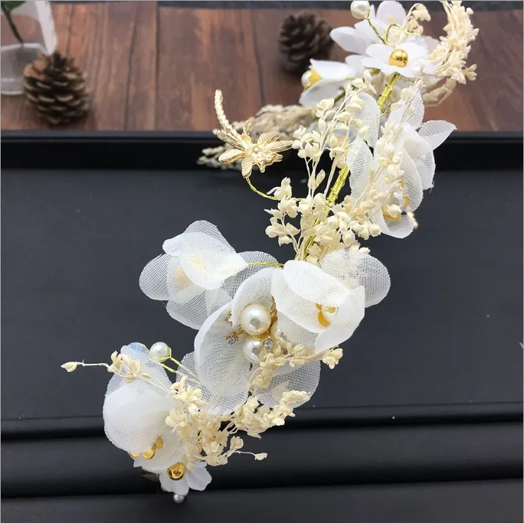 Романтические искусственные цветочные повязки для волос гирлянда головной убор