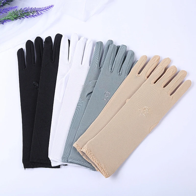 1 пара солнцезащитных перчаток Нескользящие кружевные ледяные шелковые перчатки