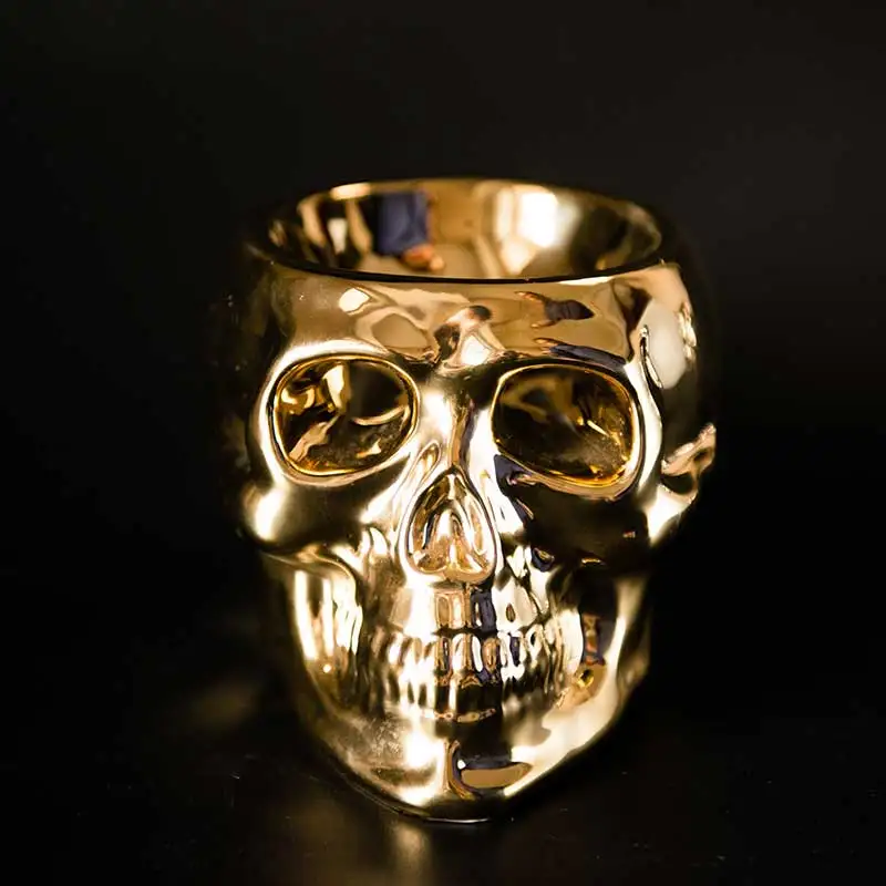 

Gold ceramic skull candle holder home decor halloween decor bar decor jewelry storage bowl gift
