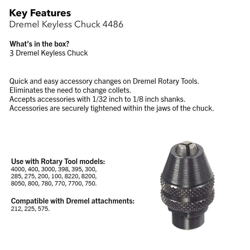3 шт мульти быстрое изменение Keyless патрон Универсальный Замена для Dremel 4486
