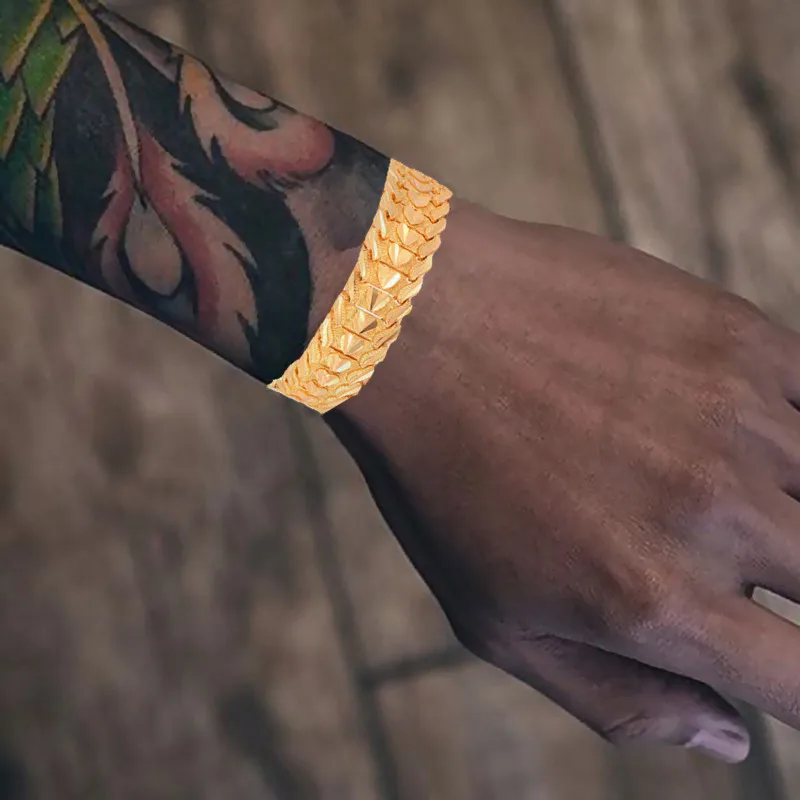 Роскошный золотистый браслет женские и мужские браслеты в стиле хип-хоп форме