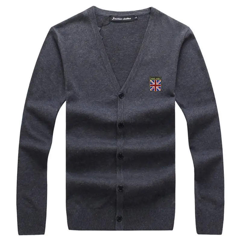

100% Cotton High-Quality Mens Sweaters V-Neck Mens Long Sleeve Knitted Sweaters Casual Clothing Slim Male Coats