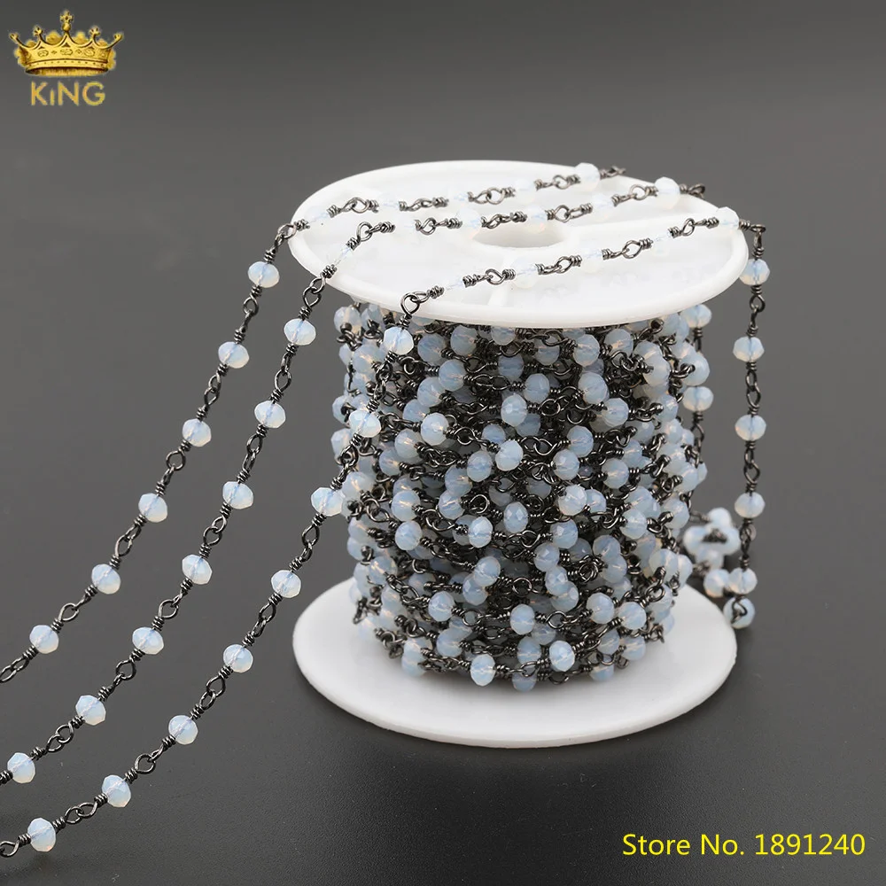 Распродажа 5 метров 3x4 мм Крошечные стеклянные четки граненые небесно голубые