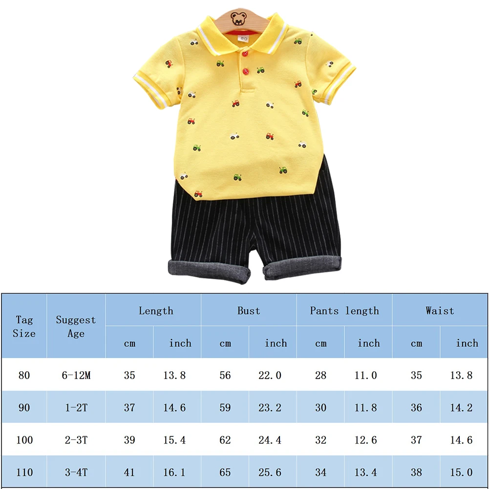 

2021 New Boys' Suit Toddler Print Short-Sleeved Shirt And Casual Shorts 2-Piece Set Cartoon Print Pattern Casual Hot Sale