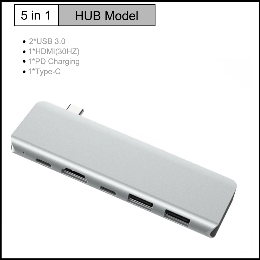 USB C адаптер для MacBook Pro Air или ноутбука 5 в 1 Type OTG Hub Dongle Splitter подключение 4K HDMI Мульти
