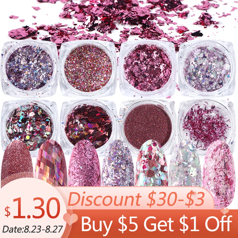 Голографический блеск пигмент для ногтей порошок 3D Красочные блестки лак