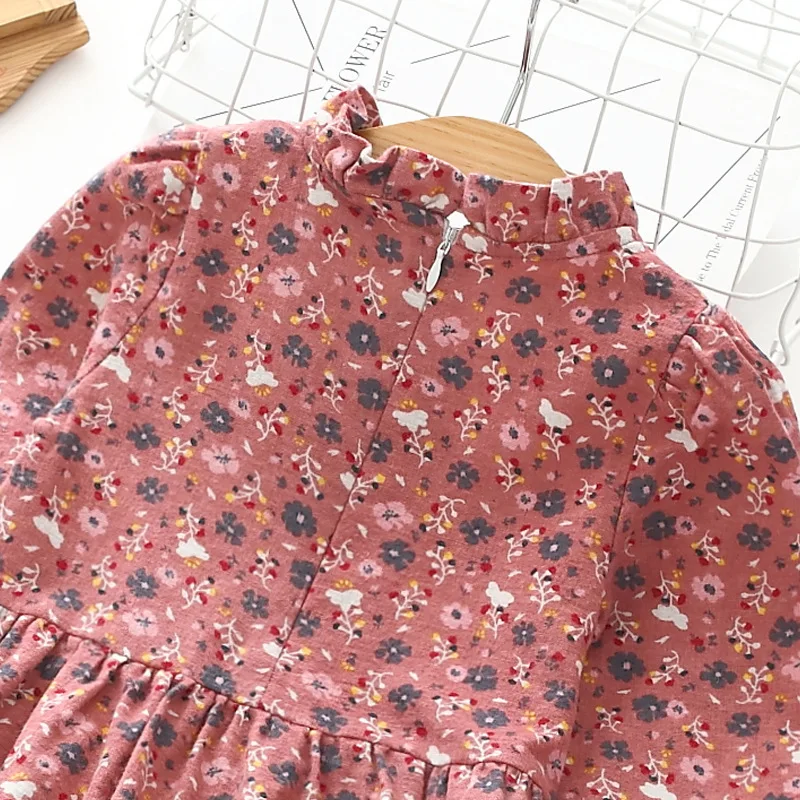 

Girl Floral Dresses 2021 Spring and Autumn Kids Clothes Children Outfit 100% Cotton Comfortable Ruffle Dress