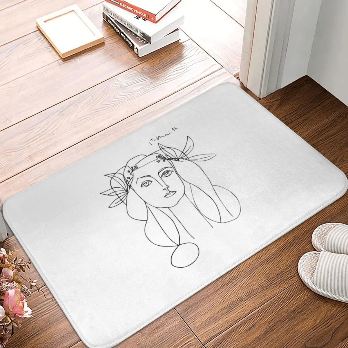

Picasso Artwork Sketch Doormat Carpet Mat Rug Polyester PVC Non-Slip Floor Decor Bath Bathroom Kitchen Balcony 40x60