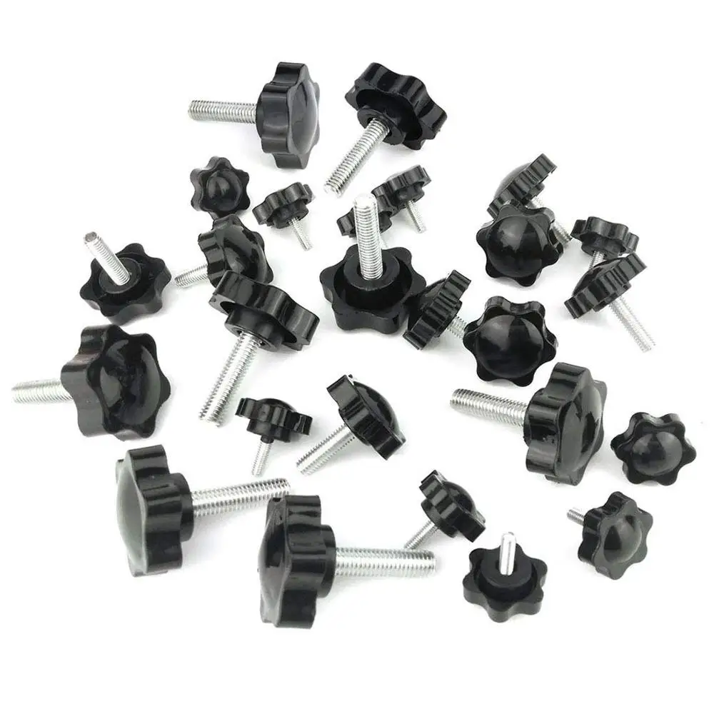 

26Pcs Plastic Hex Shaped Hand Knob Tightening Screw Knob Quick Removal Clamping Screw Knob Star Knobs (M4x12mm/M6x20mm/M8x30）