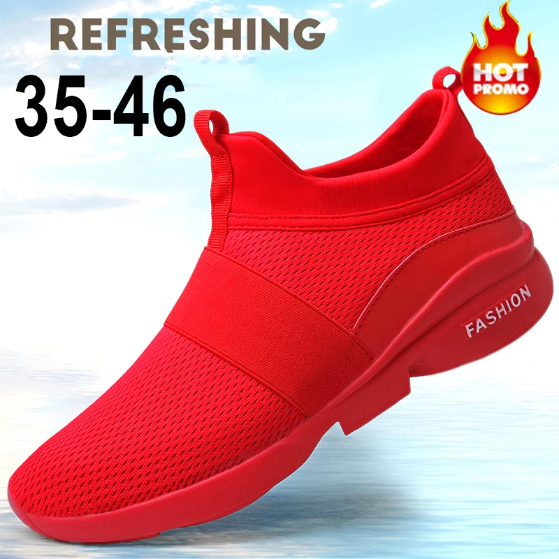 

Men Shoes for Sneakers Summer Breathable Women's Light Flat Shoes Non-slip Male Casual Walking Sports Lazy Shoes Red Zapatillas