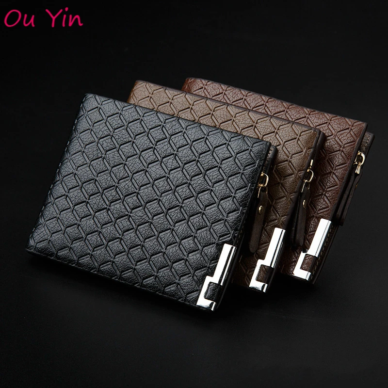 

Новинка 2020, мужской короткий кошелек, модный бумажник из искусственной кожи, портативный многофункциональный клатч