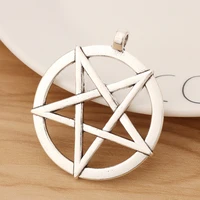 5 pieces tibetan silver large pentagram pentacle circle round charms pendants pagan wicca gothic for necklace jewellery making