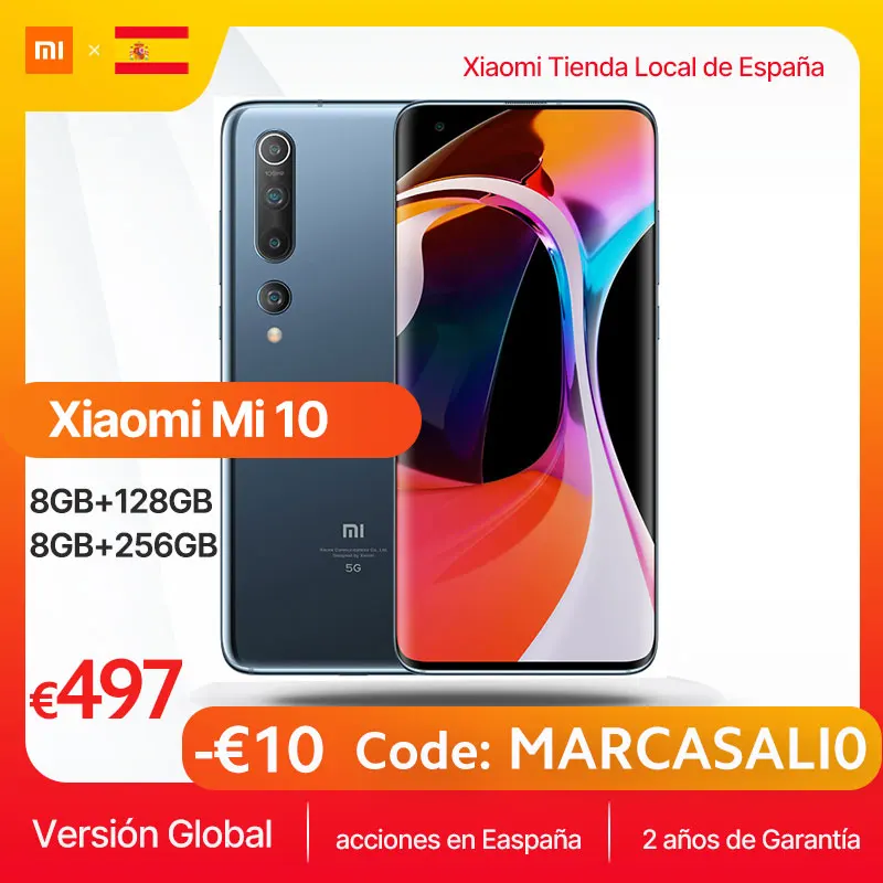 Xiaomi Mi 10 8GB 128GB / 256GB глобальная версия Snapdragon 865 Восьмиядерный 108MP Quad Camera 5G смартфон 6 67