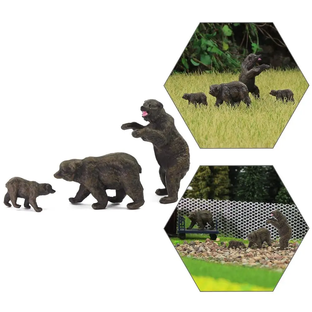 

AN8717 Model Railway HO Scale 1:87 Painted Wild Animal PVC Bears Family 12pcs/24pcs