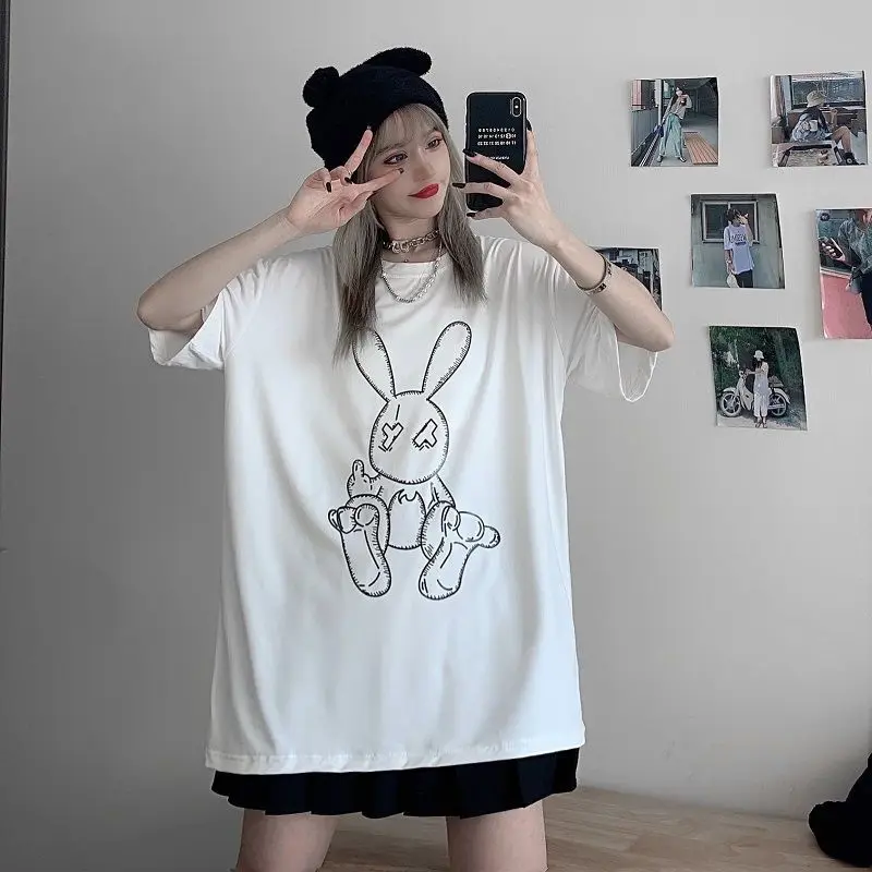 

Women's beautiful girl t-shirt 2021 summer new cartoon anime printed letter short-sleeved t-shirt loose female top ins tide new