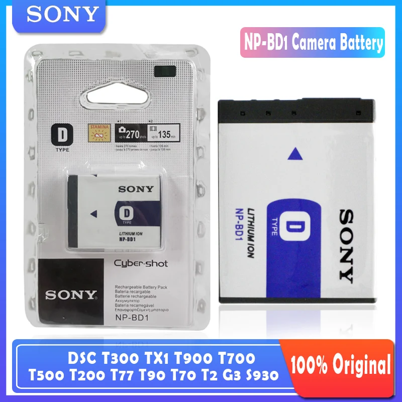 Оригинальный аккумулятор Sony NP-BD1 NP BD1 NP-FD1 FD1 для камеры DSC T300 TX1 T900 T700 T500 T200 T77 T90 T2 G3 S930