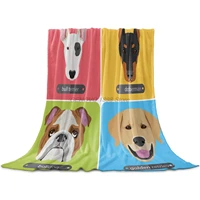 fleece throw blanket full size cartoon dog head portrait animal pattern lightweight flannel blankets for couch bed living room